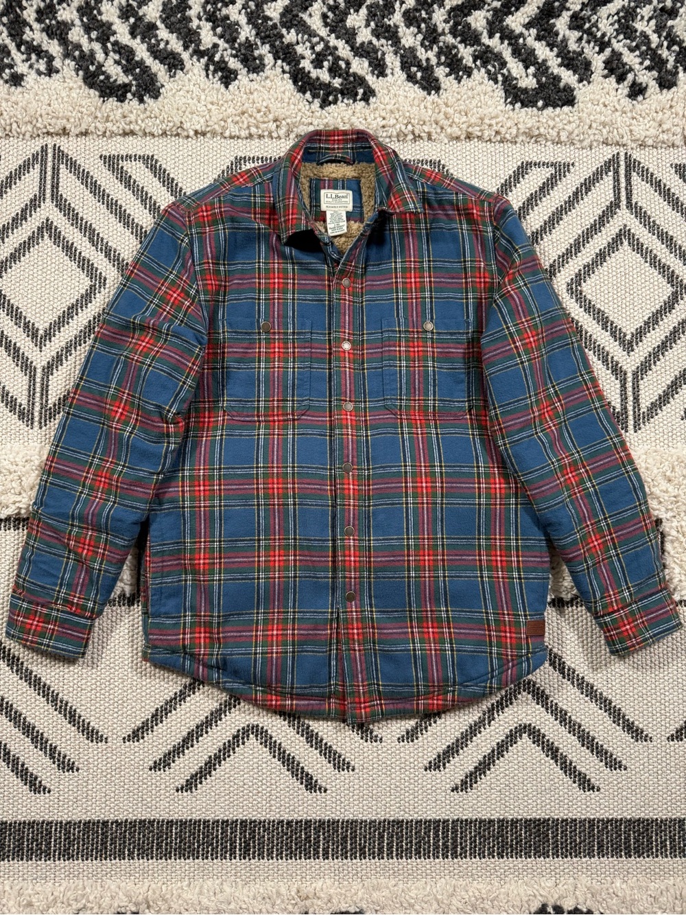 Men’s L.L. Bean Sherpa-Lined Scotch Plaid Shirt Jacket Size S MSRP $130